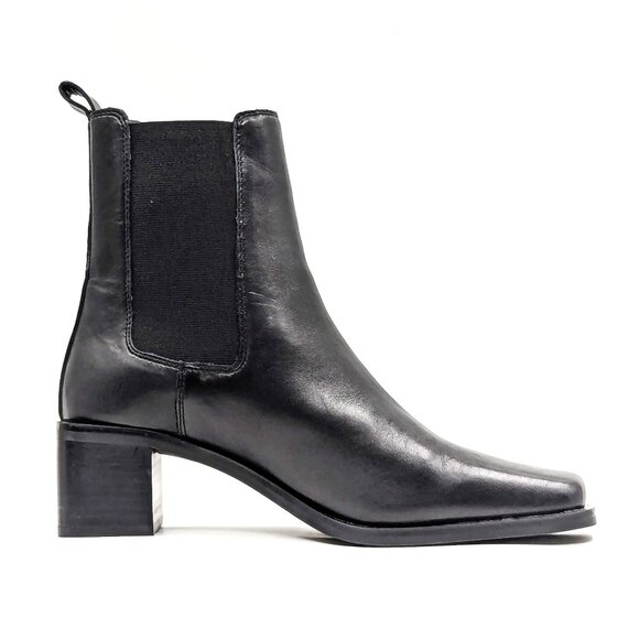 Aldo Women Ruth Black Leather Vintage Retro Square Toe Chelsea Boots size 8.5 - Picture 11 of 11